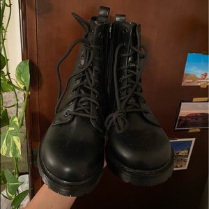 black combat boots